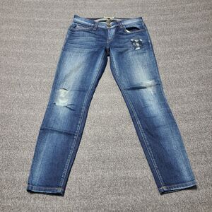 Current Elliott‎ The Stiletto Jeans Old Blue Repair Distressed Size 27